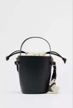 【新品タグ付き】ZARA ドローストリング バケットバッグ 黒 袋付き