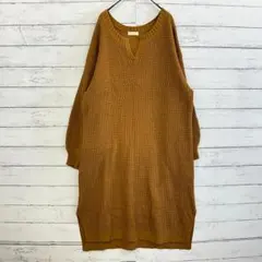 earth music&ecology ニットワンピース マスタード ロング F