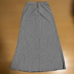 アースミュージックアンドエコロジー　ギンガムチェック　ロングフレアースカート　F