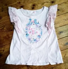メゾピアノ　Tシャツ 130 ピンク　刺繍　リボン