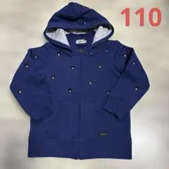 DOUBLE.B クマ刺繍 ネイビー フード付きパーカー 110cm