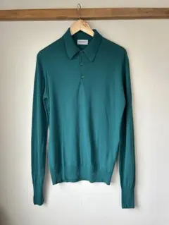 ジョンスメドレー メリノウール　ニットポロ　グリーン