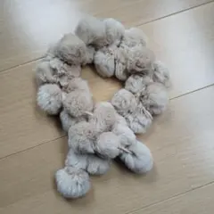 ファー　マフラー　ストール　毛皮　ベージュ　ラビットファー