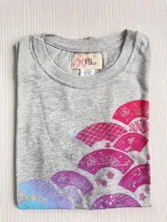新品☆Piko 扇子柄Tシャツ グレー Lサイズ