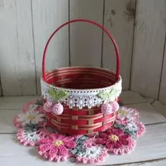 エコクラフト小物入れ、赤