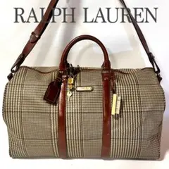 美品 ラルフローレン 2WAY ボストンバッグ 千鳥格子柄 旅行カバン 南京錠