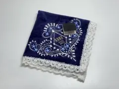ANNA SUI アナスイ タオルハンカチ レース付き ネイビー 29×29cmのサムネイル