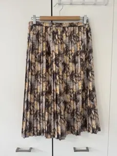 23区　黄色系　柄　プリーツスカート　38