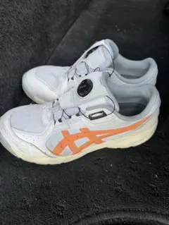 asics 安全靴 BOA ホワイト オレンジ - メルカリ