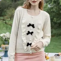 SHEIN シーイン リボン フリル カーディガン ニット