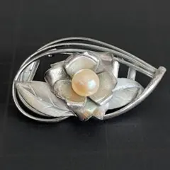 帯留め　181 パール　銀色　洋銀？