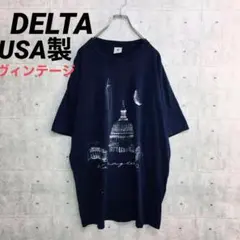 z☆0035 ヴィンテージ デルタ Tシャツ ネイビー XL USA製 綿100