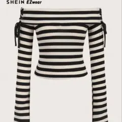 SHEIN オフショルダー ストライプ トップス