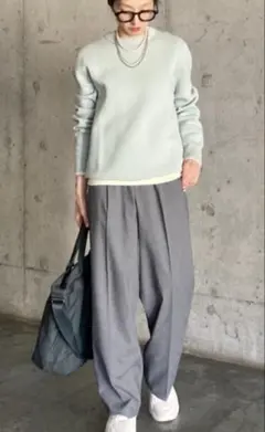 UNIQLOユニクロ◇タックワイドパンツ　Mサイズ　グレー【極美品】