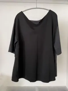 デプレ　異素材コンビカットソー　ブラック