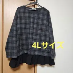 Hina Style チェック柄 長袖シャツ 4L