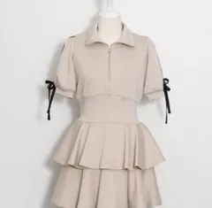 pium ダブルラインティアードジャージワンピース ラベンダーグレー