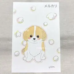 원화 수채화 개 비누 거품 엽서 손으로 그린 그림 아날로그 일러스트