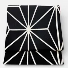 京袋帯　黒に麻の葉模様　全通　長さ365 レトロモダン o1587