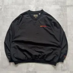 USA古着　North Eed　ナイロンプルオーバー　ブラック　企業ロゴ　刺繍