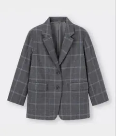 【GU 】チェックオーバーサイズテーラードジャケット　グレー