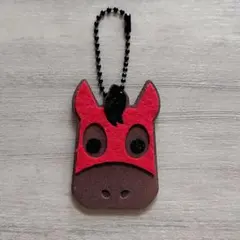 ウマ 馬 キーリング キーホルダー 赤色メンコ 馬グッズ 競馬 乗馬