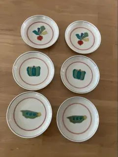 九谷焼 忠山 野菜絵柄 小皿 6枚セットのサムネイル