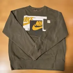 NIKE ナイキ 刺繍 ロゴ アースカラー クルー スウェット トレーナー Ｍ