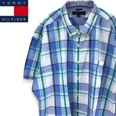 大人気 トミーヒルフィガー 半袖シャツ ビッグサイズ XXL チェック L7FT