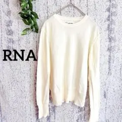 【RNA】 レディース 綺麗め長袖ニットセーター (M) アイボリーのサムネイル
