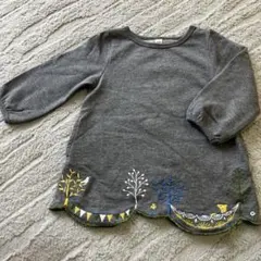 グラニフ　グレー 長袖 ワンピース スカラップデザイン　90センチ