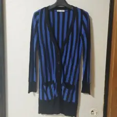 青と黒のストライプカーディガン