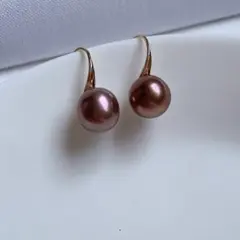 天然淡水パールピアス　バロック　アボカド　天然色　14KGF ハンドメイドアクセ