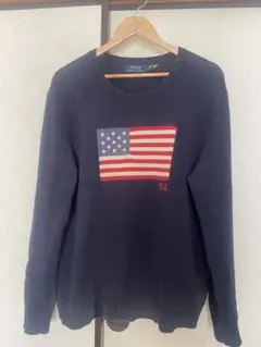 POLO RALPH LAUREN セーター 星条旗 ニットLサイズ ネイビー