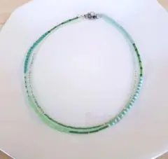 No.184 ビーズネックレス　ハンドメイド　重ね付け2個セット グリーン　緑