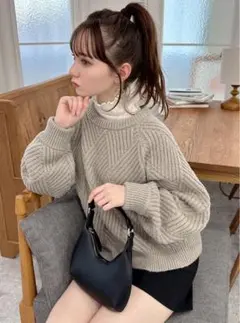 ボリュームスリーブニットトップス[an1208]