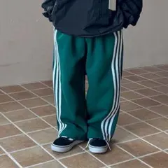 キッズ サイドライン 100cm スウェットパンツ グリーン ジャージ