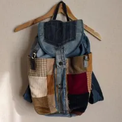リュック デニム パッチワーク