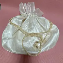 アイボリー サテン 巾着袋
