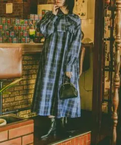 kutir【クティールとレトロ】ボウタイフリルチェックワンピース