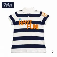 パーリーゲイツ HAVE FUN ボーダー半袖ポロシャツ ネイビー×白 0