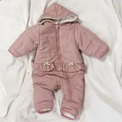 美品 冬用 ベビー服 ジャンプスーツ 防水防雪 防寒 女の子 ピンク 70-80