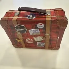 タータンチェック スーツケース風小物入れ