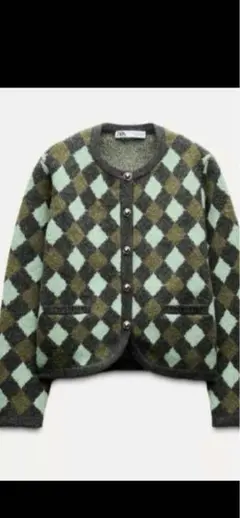 ZARA カーディガン　アーガイル