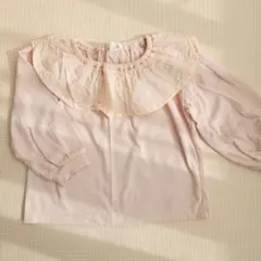 1～2回着用★micorrid★レース襟付き長袖Tシャツ ピンク/90㎝ 送料込