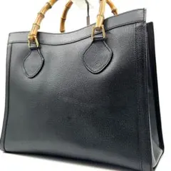 GUCCI ハンドバッグ ダイアナ レザー バンブー トートバッグ ブラック