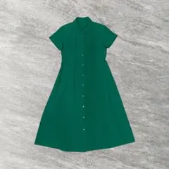 【GU】シャツワンピース グリーン 半袖 フレア Aライン 美シルエット