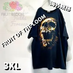 フルーツオブザルームTシャツFRUITスカルドクロ黒3XLアメリカ古着