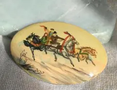 欠けあり ハンドペイント 馬のブローチ｜午年・ヴィンテージ