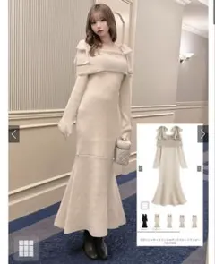 GRL リボンシャギーオフショルダーリブニットワンピース[ru1502]